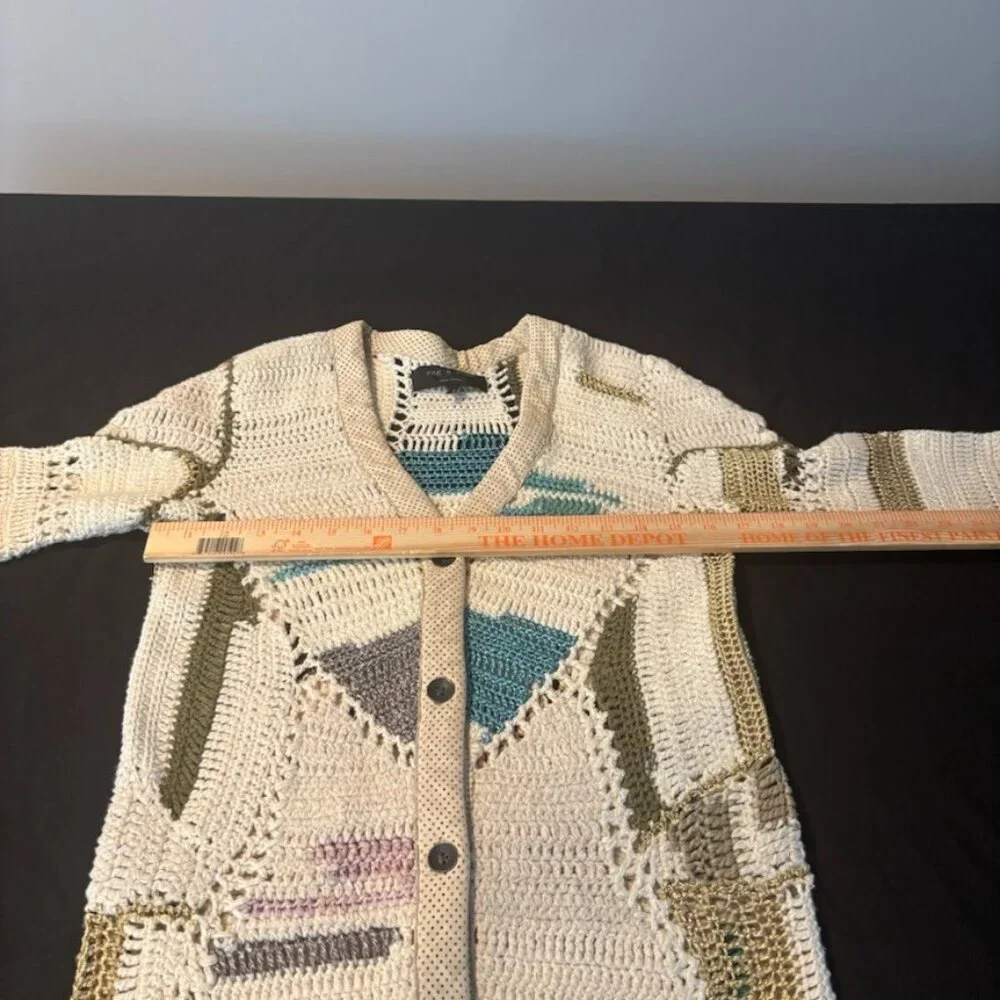 Rag & Bone Hearst Cotton Bamboo Alpaca Blend Crochet Cardigan Sweater SZ XS Boho